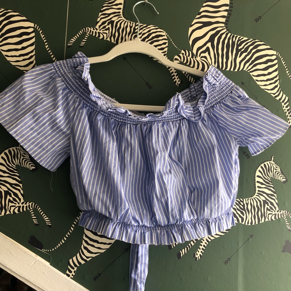 Zara striped off the shoulder crop top
